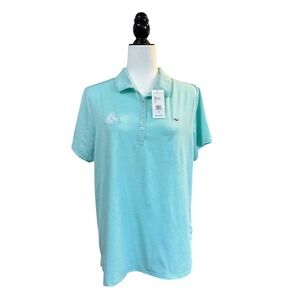 NWT Vineyard Vines Performance Polo Shirt Heathered‎ Stripe Wicking Womens Sz XL